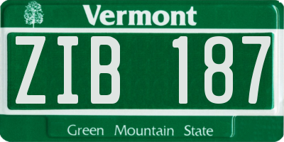 VT license plate ZIB187