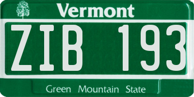 VT license plate ZIB193