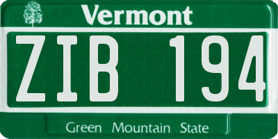 VT license plate ZIB194