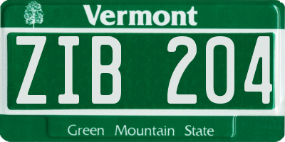 VT license plate ZIB204