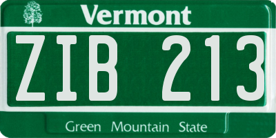 VT license plate ZIB213