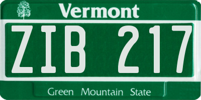 VT license plate ZIB217