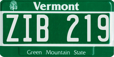 VT license plate ZIB219