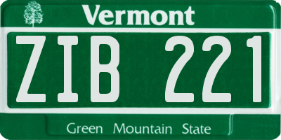 VT license plate ZIB221
