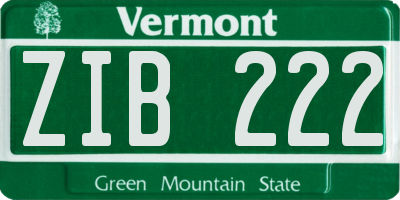 VT license plate ZIB222