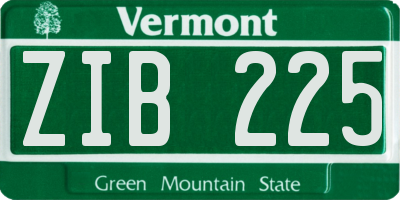 VT license plate ZIB225