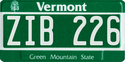 VT license plate ZIB226