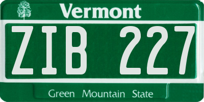 VT license plate ZIB227