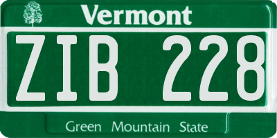 VT license plate ZIB228