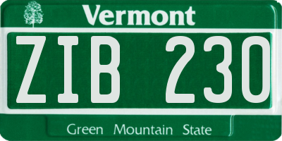 VT license plate ZIB230