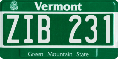 VT license plate ZIB231