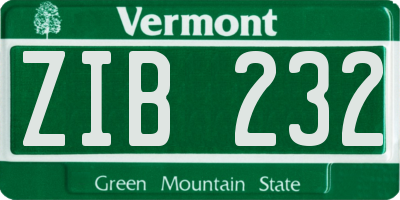 VT license plate ZIB232