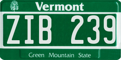 VT license plate ZIB239