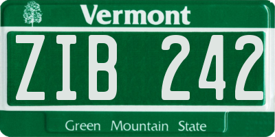 VT license plate ZIB242