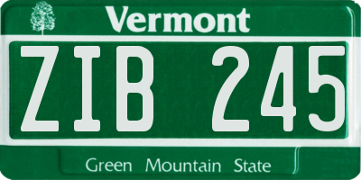 VT license plate ZIB245