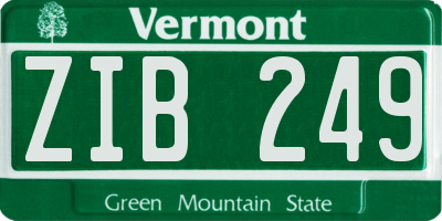 VT license plate ZIB249