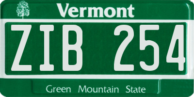 VT license plate ZIB254