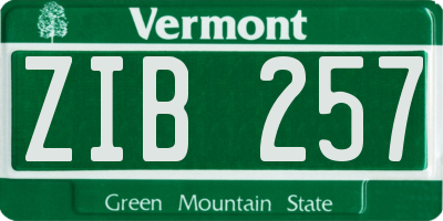 VT license plate ZIB257