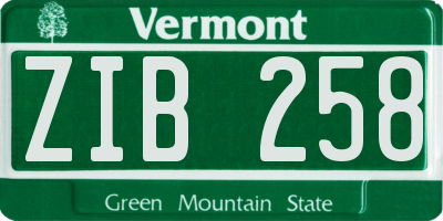VT license plate ZIB258