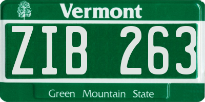 VT license plate ZIB263