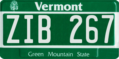 VT license plate ZIB267