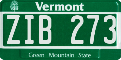 VT license plate ZIB273