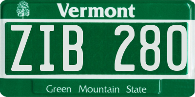 VT license plate ZIB280