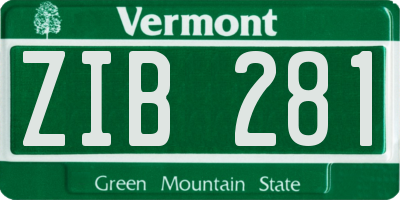 VT license plate ZIB281