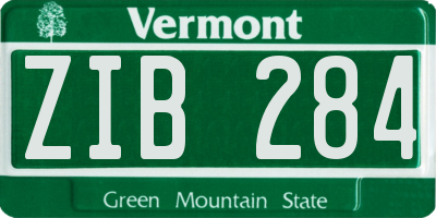 VT license plate ZIB284