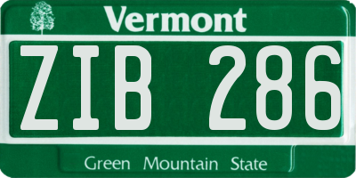VT license plate ZIB286