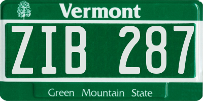 VT license plate ZIB287
