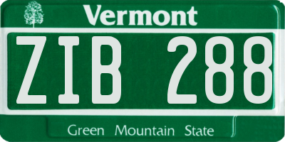 VT license plate ZIB288