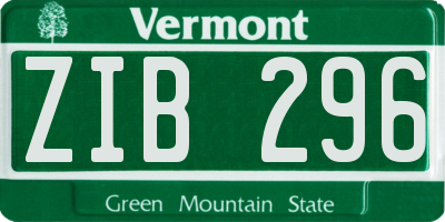 VT license plate ZIB296