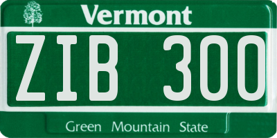 VT license plate ZIB300