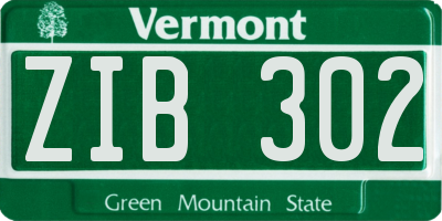VT license plate ZIB302