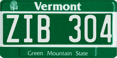 VT license plate ZIB304