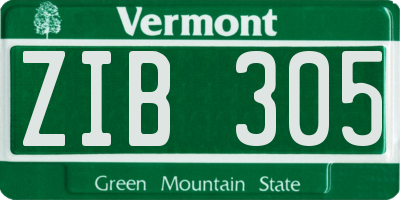 VT license plate ZIB305