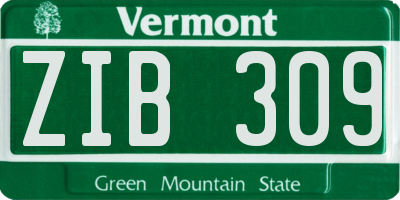 VT license plate ZIB309