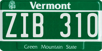 VT license plate ZIB310
