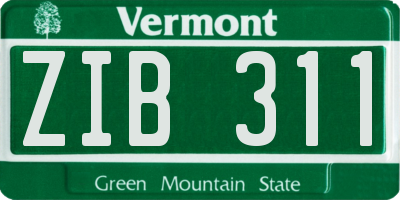 VT license plate ZIB311