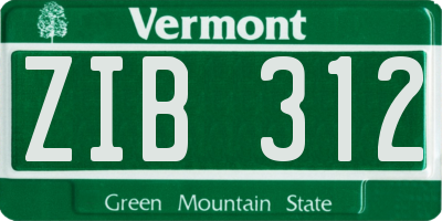 VT license plate ZIB312