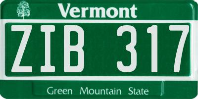 VT license plate ZIB317