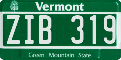 VT license plate ZIB319