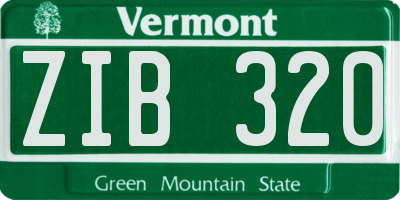 VT license plate ZIB320