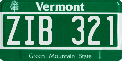 VT license plate ZIB321