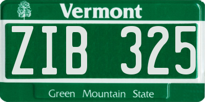 VT license plate ZIB325