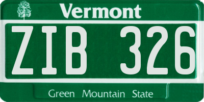 VT license plate ZIB326