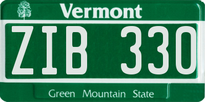 VT license plate ZIB330
