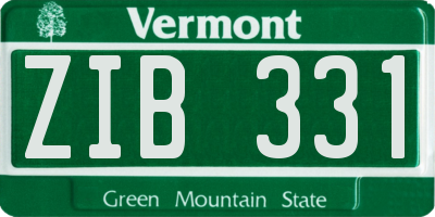 VT license plate ZIB331