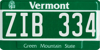VT license plate ZIB334
